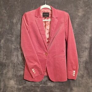 Massimo Dutti Pink Designer Office Siren Womens Blazer Sz 4 Extra fine Corduroy